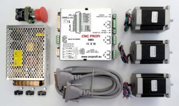 Komplett-Steuerung CNC-Satz-2,8 für 3 Achsen mit Schrittmotoren -2 Nm 2,8A, Trafo, Not-Aus und Referentzschalter